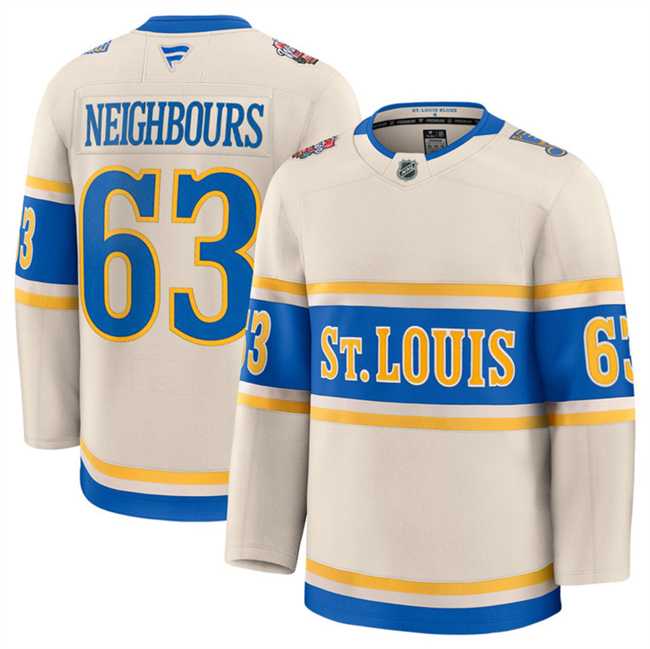 Mens St. Louis Blues #63 Jake Neighbours Cream 2024-25 Winter Classic Stitched Hockey Jersey Dzhi